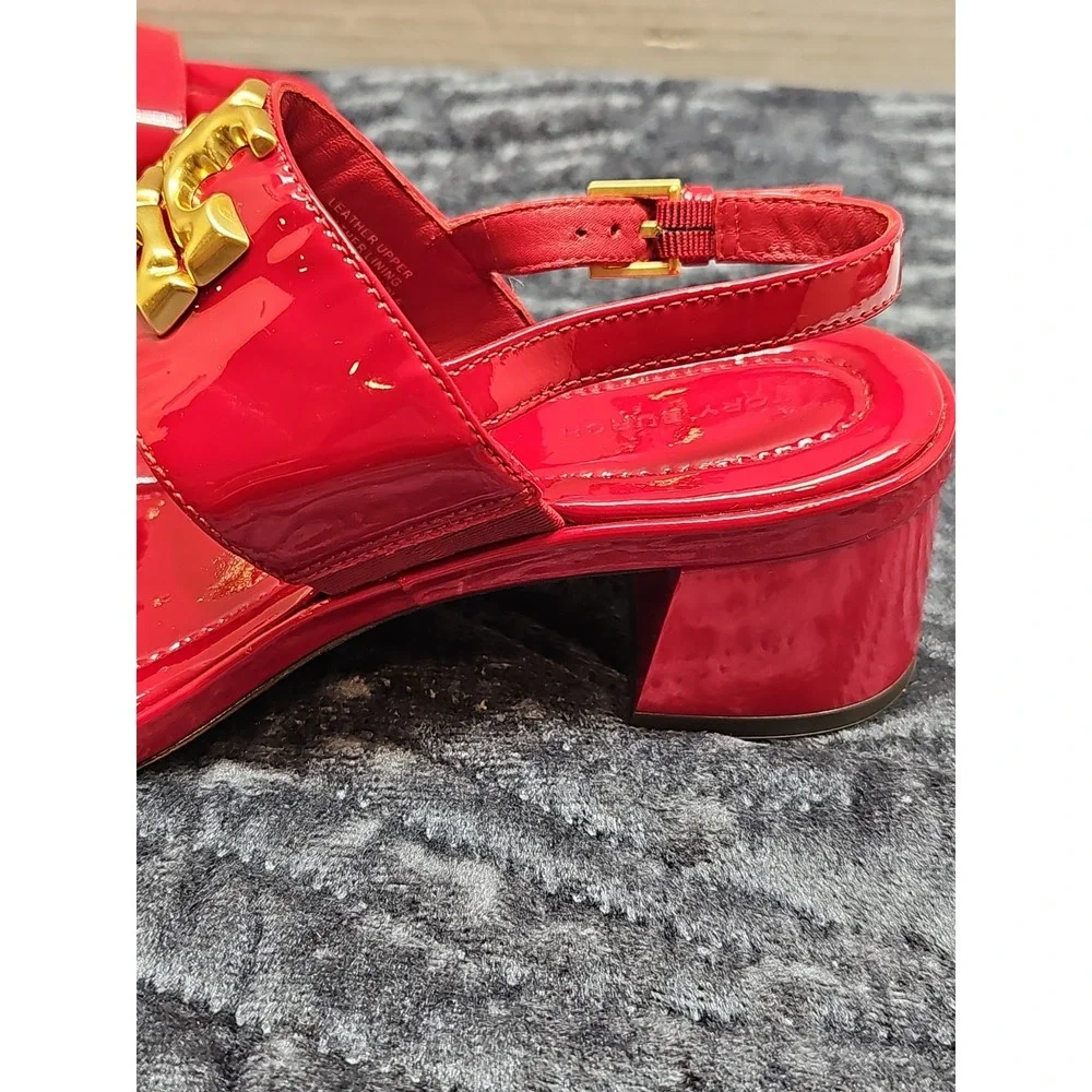 Tory Burch Red Patent Leather Eleanor Heel Sandal Size 6
